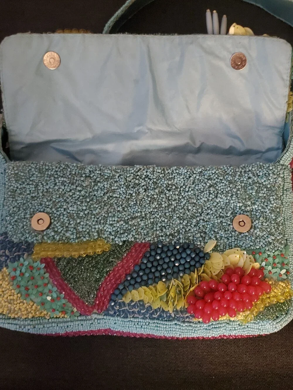 Beaded Multi-Color 3D Embellished Shoulder Bag